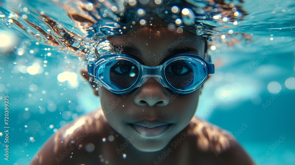 Fototapeta premium Child, swimmer in the pool.