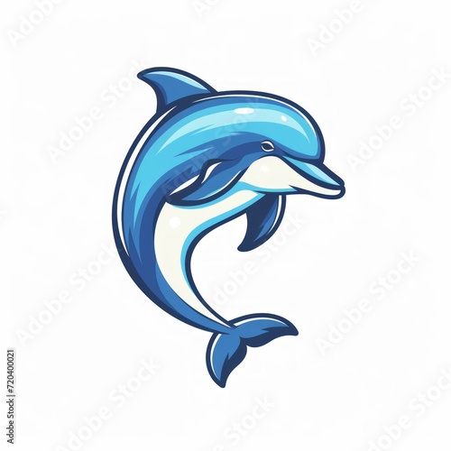 Leaping Dolphin Esports Logo in Flat Design Generative AI