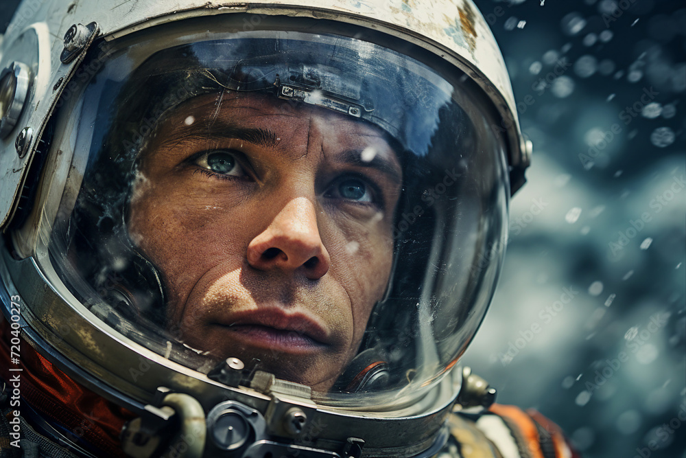 Generative AI picture of astronaut spaceman woman do space walk working space station in outer space futurism Generative AI picture of astronaut spaceman woman do space walk working space station in outer space futurism