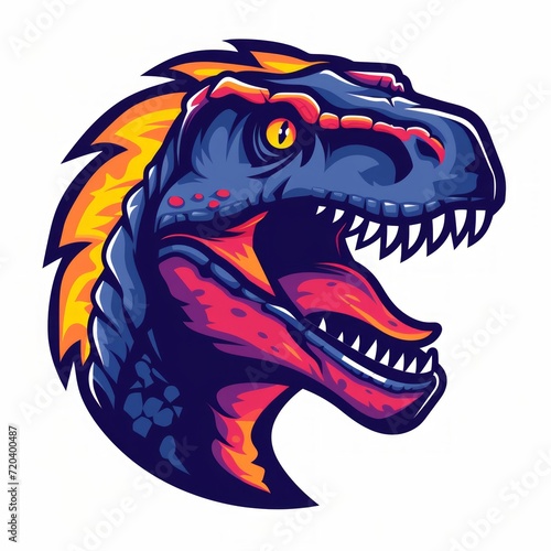 Fierce Dinosaur Esports Logo with Flat Colors Generative AI