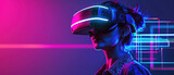 wallpaper of a woman in VR headset with glowing lines
