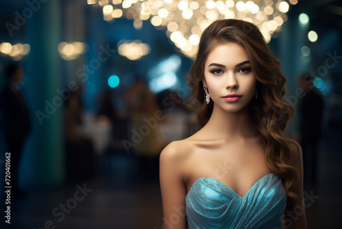 Festive event prom party holiday celebration fancy girl boy students well dressed Generative AI illustration