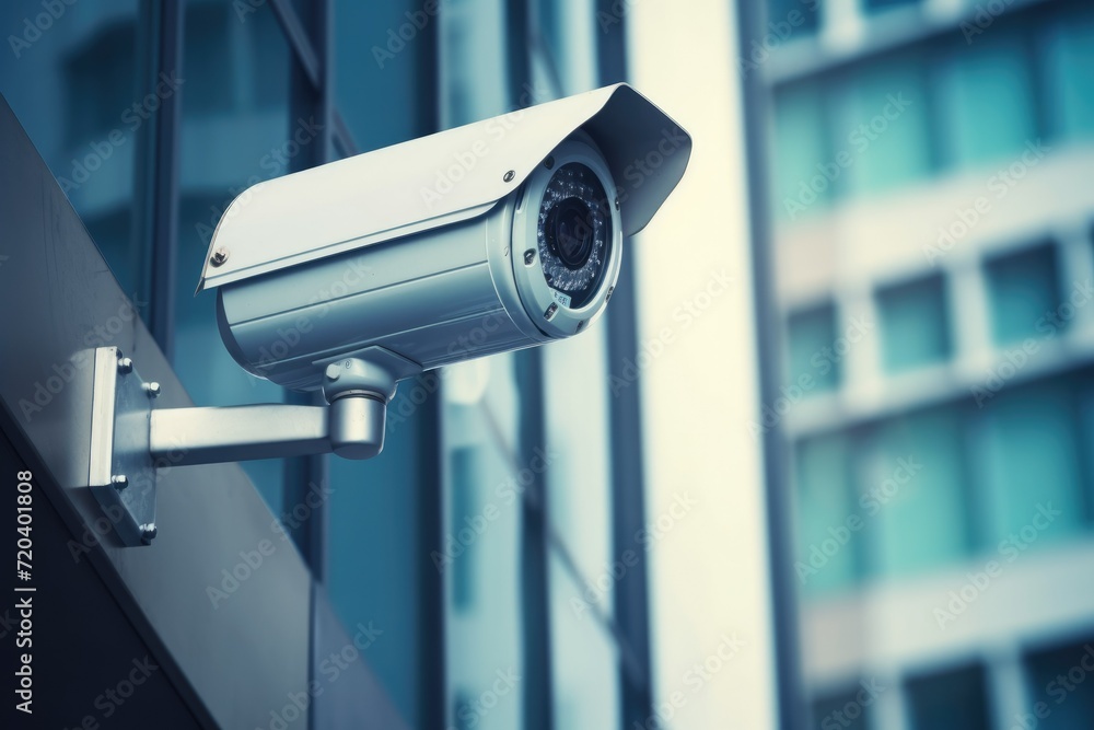 CCTV bullet cameras and CCTV surveillance cameras in Modern Office Buildings. Ai generated CCTV bullet cameras and CCTV surveillance cameras in Modern Office Buildings. Ai generated