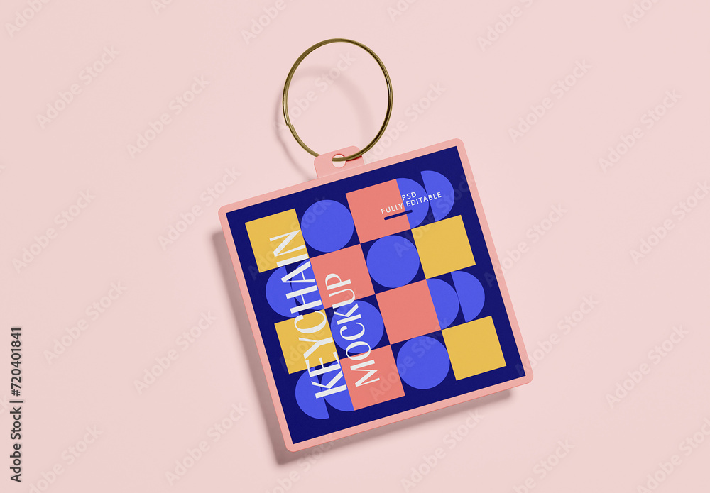 Square Keychain Mockup Stock Template | Adobe Stock