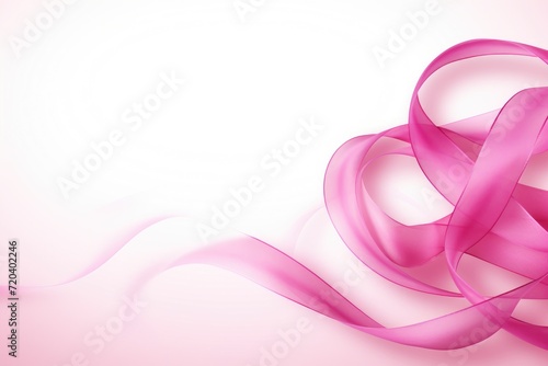 A symbol of breast cancer awareness, a straight pink ribbon is placed on a clean white background, Pink ribbon breast cancer isolated on white background, AI Generated