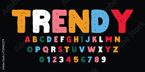 modern typography alphabet design. color font style. playful modern alphabet design