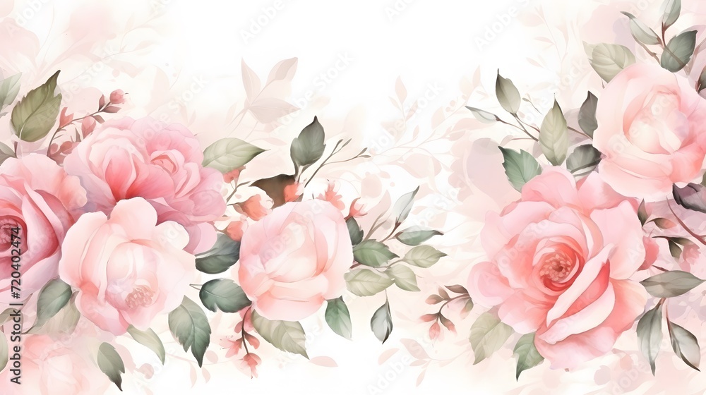 invitation card with white and pink rose flower