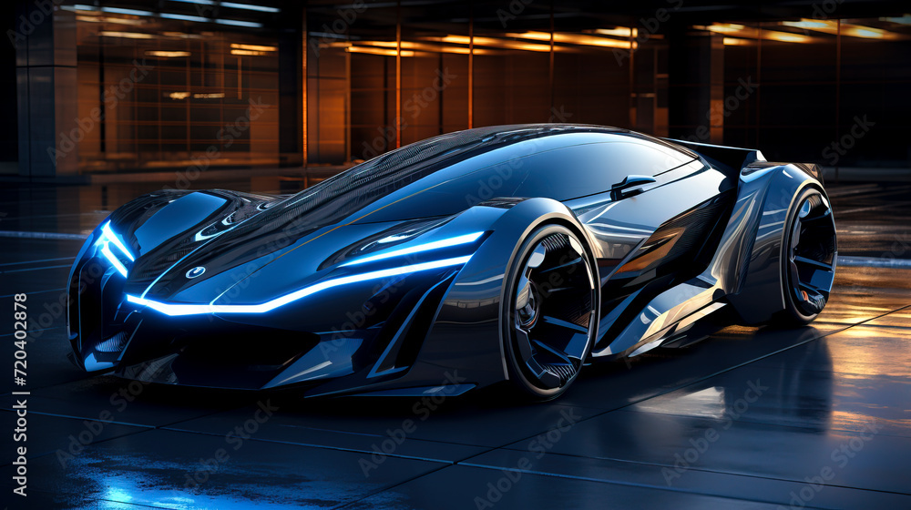 Futuristic Concept Sports Car Reflecting Elegance created with Generative AI technology