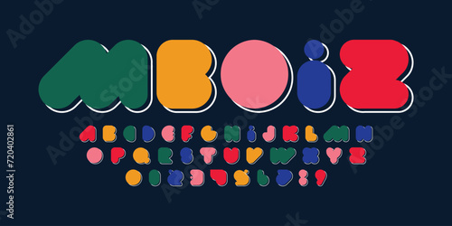 modern typography alphabet design. color font style. playful modern alphabet design