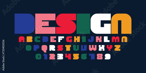 modern typography alphabet design. color font style. playful modern alphabet design