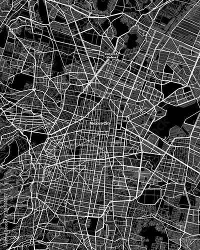 Mexico City Map, Detailed Dark Map of Mexico City