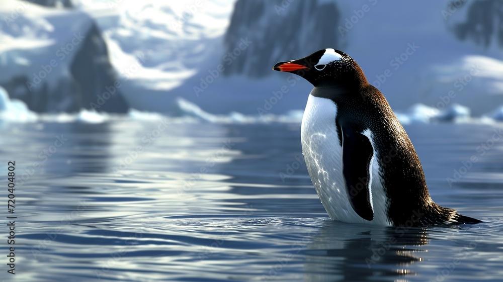 Obraz premium artificial intelligence macro image of a cute penguin