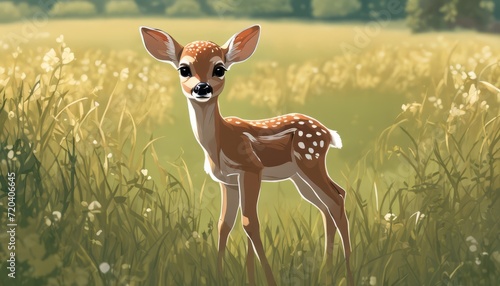 A deer standing in a field of tall grass © vivekFx