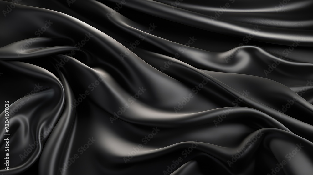 Fototapeta premium Black silk satin fabric abstract background