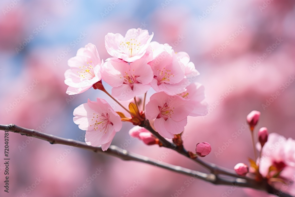 Cherry blossom flowers on bokeh background Banner with flowers on light pink background. Greeting card template for Weddings, mothers or Women's day. Ai generated Cherry blossom flowers on bokeh background Banner with flowers on light pink background. Greeting card template for Weddings, mothers or Women's day. Ai generated