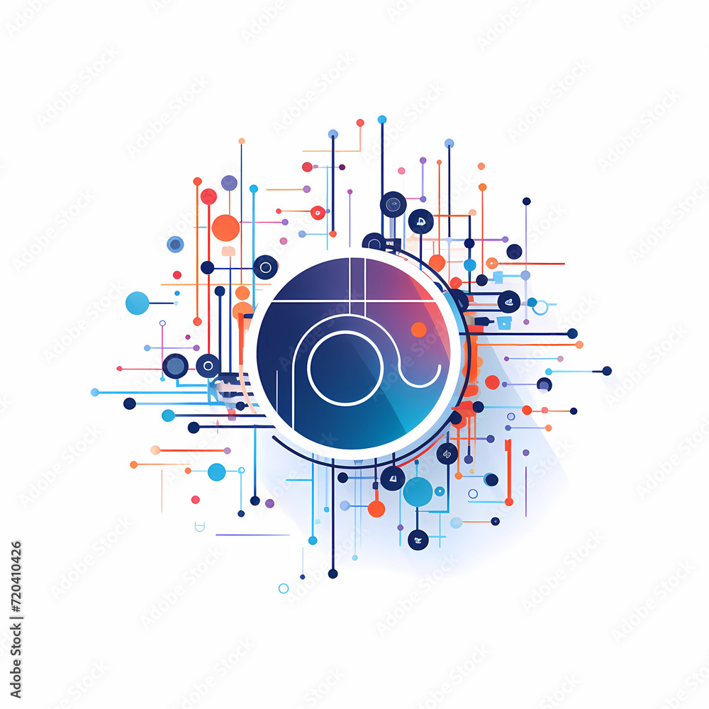 Obraz premium shofware development logo circle thick lines modern artistic