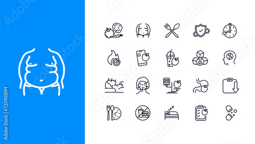 Proper nutrition icon set. Diet icon vector set. Proper nutrition illustration sign collection. slimming symbol.