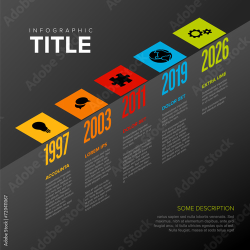 Colorful Isometry Timeline Infographic Design Template