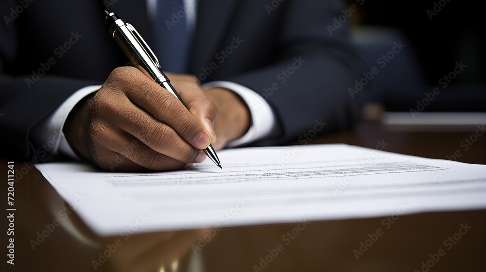 Close up of business professionals negotiating a contract and sealing the deal with a handshake Close up of business professionals negotiating a contract and sealing the deal with a handshake