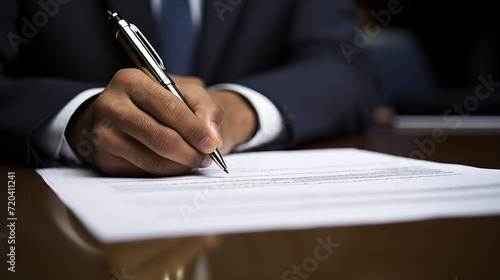 Close up of business professionals negotiating a contract and sealing the deal with a handshake © Ilja