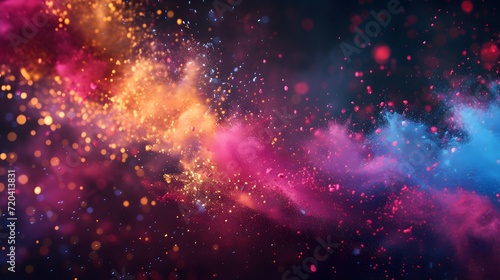 Holi background colorful powder explosions. photo