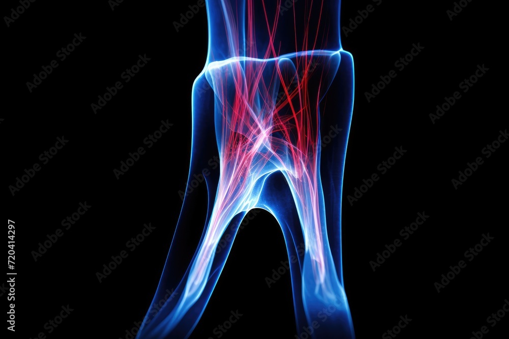 This x-ray image shows the leg of a human, displaying a clear fracture and the progress of the healing process, Toothache x-ray radiograph showing tooth pain in the root nerve, AI Generated