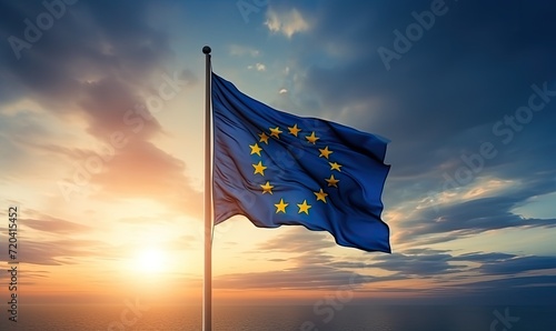 A Breezy European Flag Fluttering With Pride