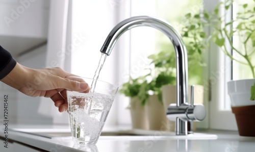 Filling a Glass With Clear  Refreshing Water From a Faucet