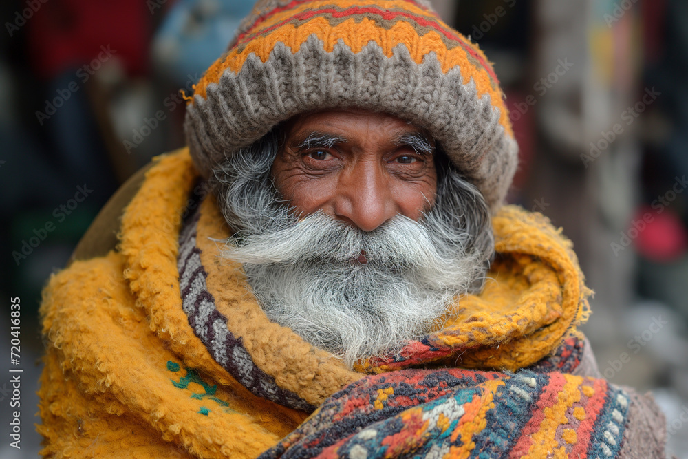 Portrait of an Elderly Man with a Knitted Hat and Scarf Portrait of an Elderly Man with a Knitted Hat and Scarf