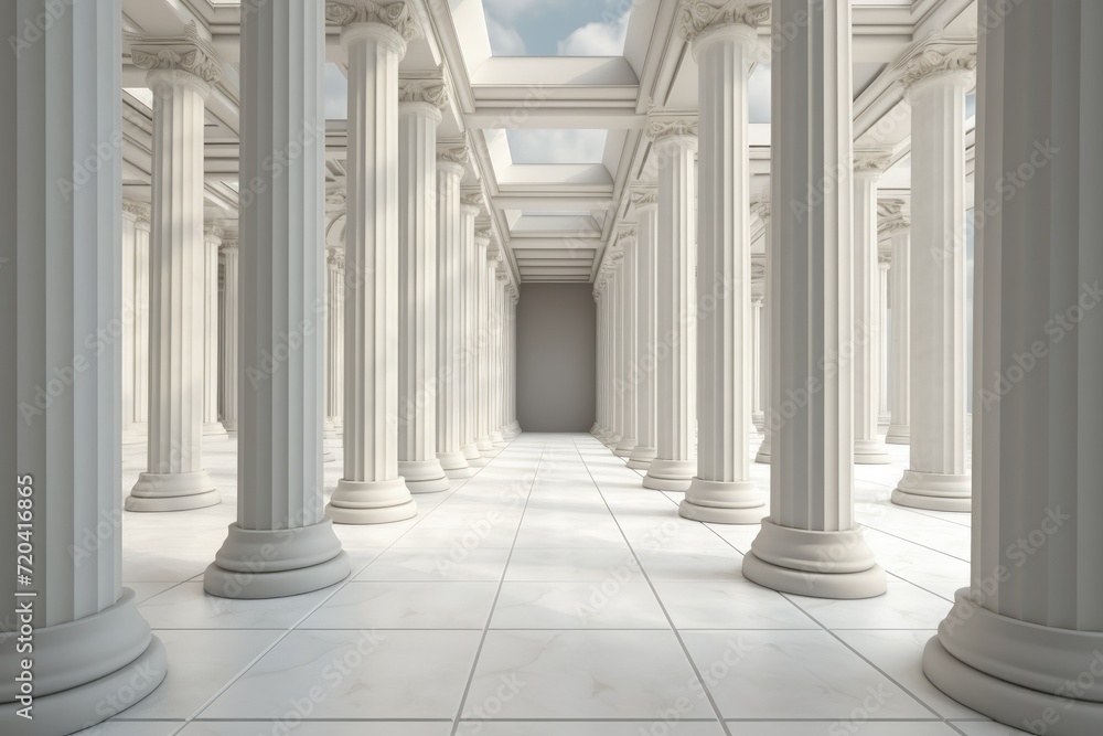 3D rendering corridor pillars background,3d render of a corridor with columns, 3d rendering white corridor pillars background AI generated 3D rendering corridor pillars background,3d render of a corridor with columns, 3d rendering white corridor pillars background AI generated