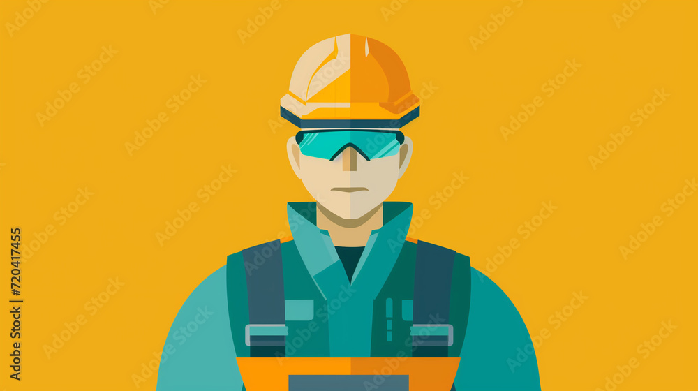 Flat modern logo design of a worker Flat modern logo design of a worker