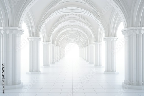 3D rendering corridor pillars background,3d render of a corridor with columns, 3d rendering white corridor pillars background AI generated