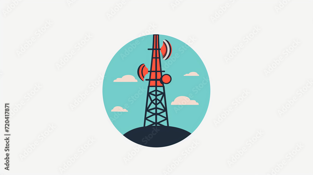 Flat modern logo design of a radio tower Flat modern logo design of a radio tower