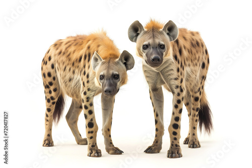 Hyenas couple. Couple of wild animals together, isolated on white background. Safari animals © Cheport