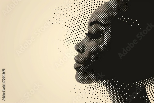 A woman's head silhouette covered in dots. Generative Ai. #720418691