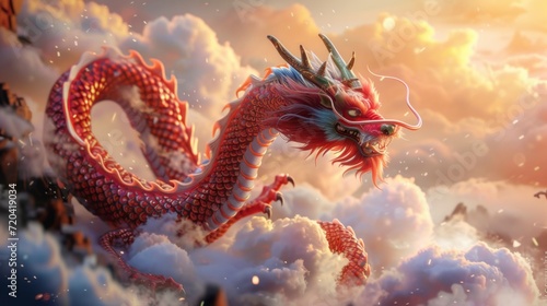 Chinese New Year 2024 Year of the Dragon banner with original colors of this year © Marco