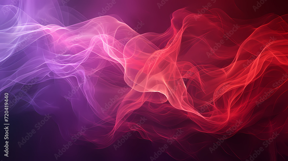 Abstract Vibrant Purple and Red Smoke Waves on Dark Background