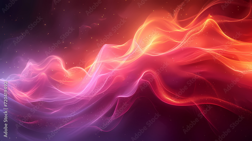 Abstract Colorful Light Waves on Dark Background