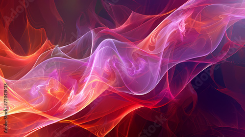 Abstract Vibrant Purple and Red Smoke Waves on Dark Background