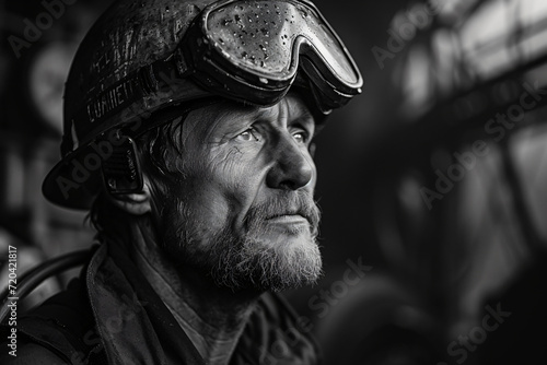 daily life and challenges of workers in a coal mine, dark landscape,source of energy.