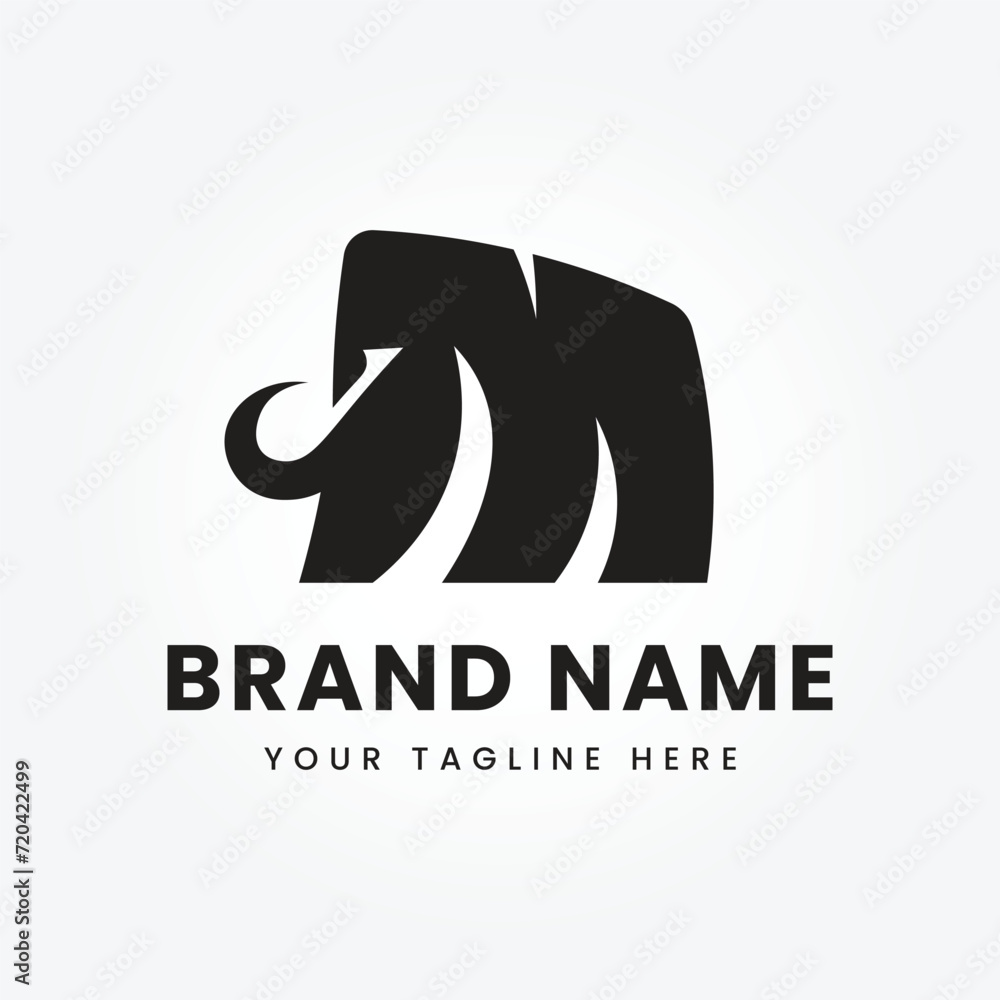 M letter vector logo combined with Mammoth or ancient elephant shape