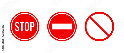 Red stop sign icon set