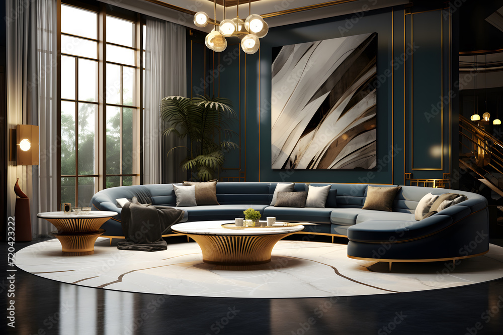 A family lounge with an Art Deco style A family lounge with an Art Deco style