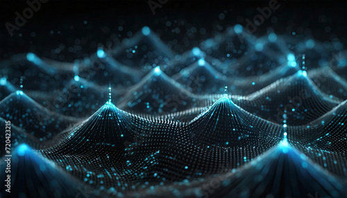 Futuristic Neural Network Rendered in Striking Blue with Depth of Field photo