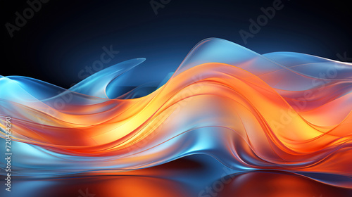 Abstract Background Curved Lines Orange And Blue Combination  photo