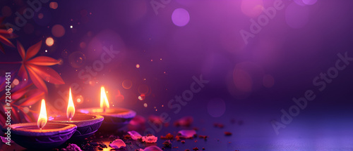  illustation of Diwali festival of lights tradition Diya oil lamps against dark background, illustration happy diwali, Happy diwali vector illustration. Festive diwali card, Generative Ai