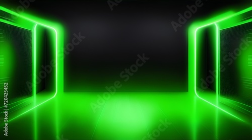 3D abstract background with neon lights neon tunnel 3d illustration