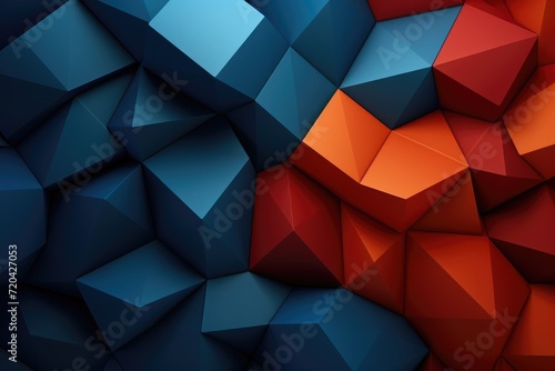 A vibrant abstract background featuring bold red, blue, and orange shapes., Modern 3D Texture Abstract Bright Colors Geometry Orange Blue Red Background, AI Generated