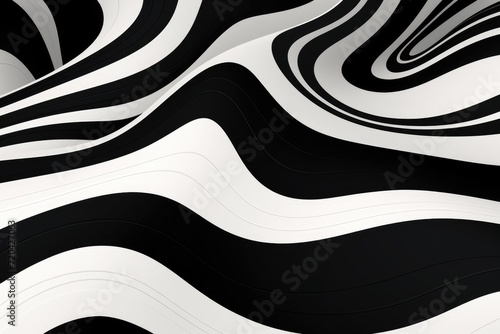 A captivating abstract black and white background featuring dynamic wavy lines that create a sense of movement., Modern black white abstract background, AI Generated