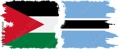 Botswana and Jordan grunge flags connection vector